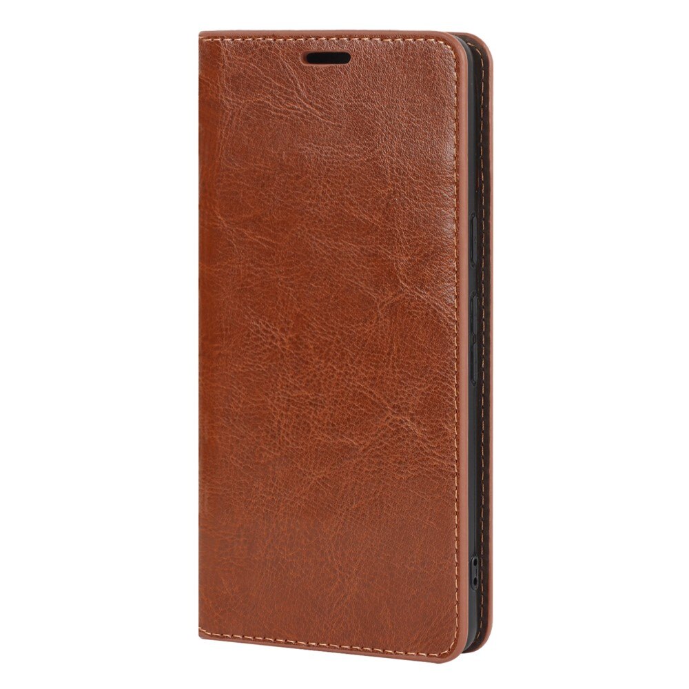 Coque portefeuille en cuir Veritable Google Pixel 7a, marron