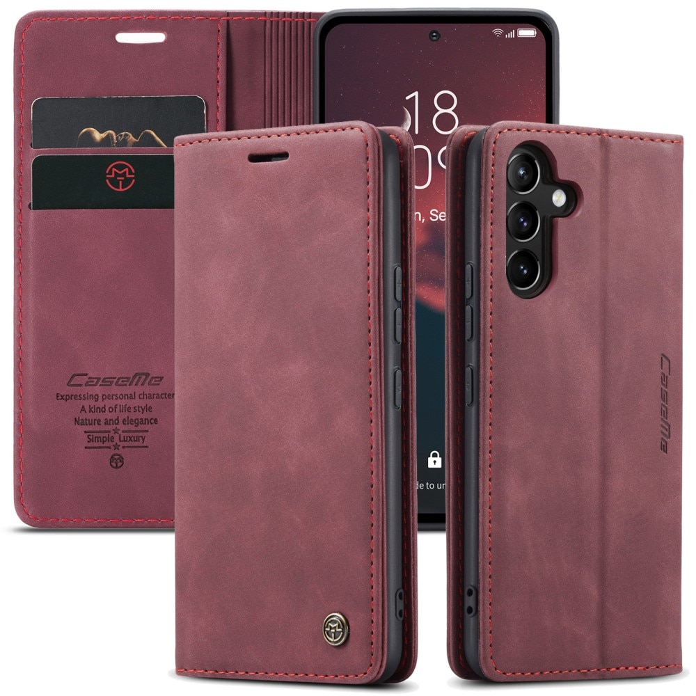 Étui protefeuille mince Samsung Galaxy A54, rouge