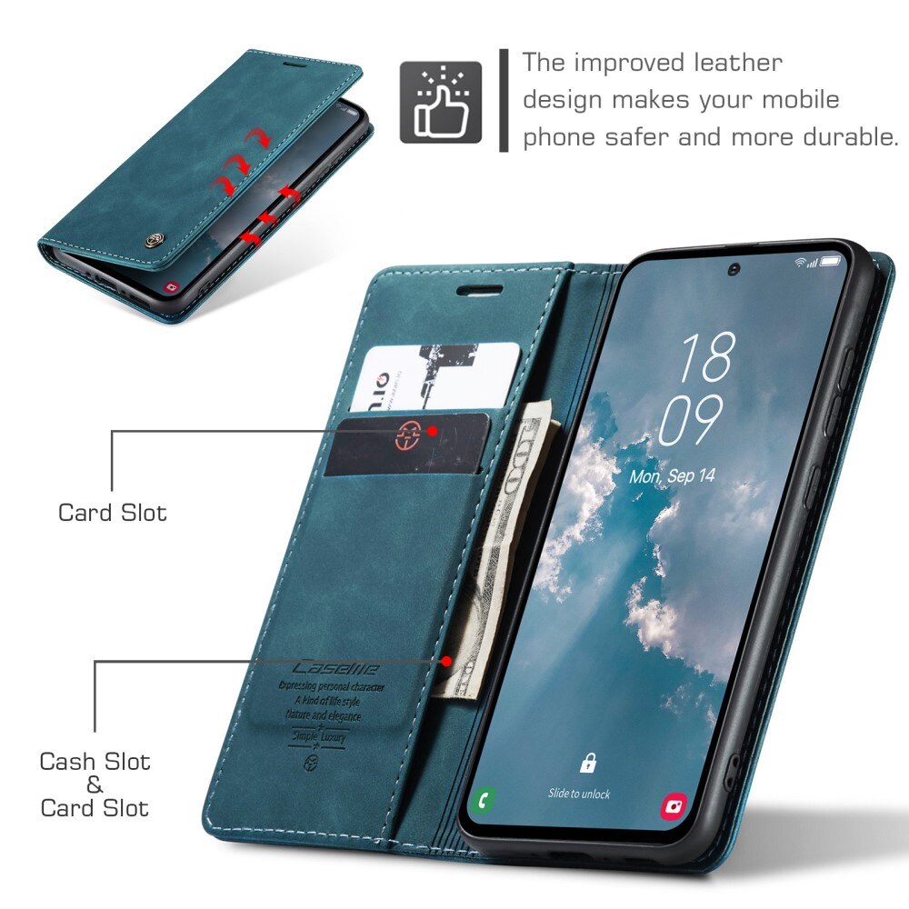 Étui portefeuille mince Samsung Galaxy A54, Bleu
