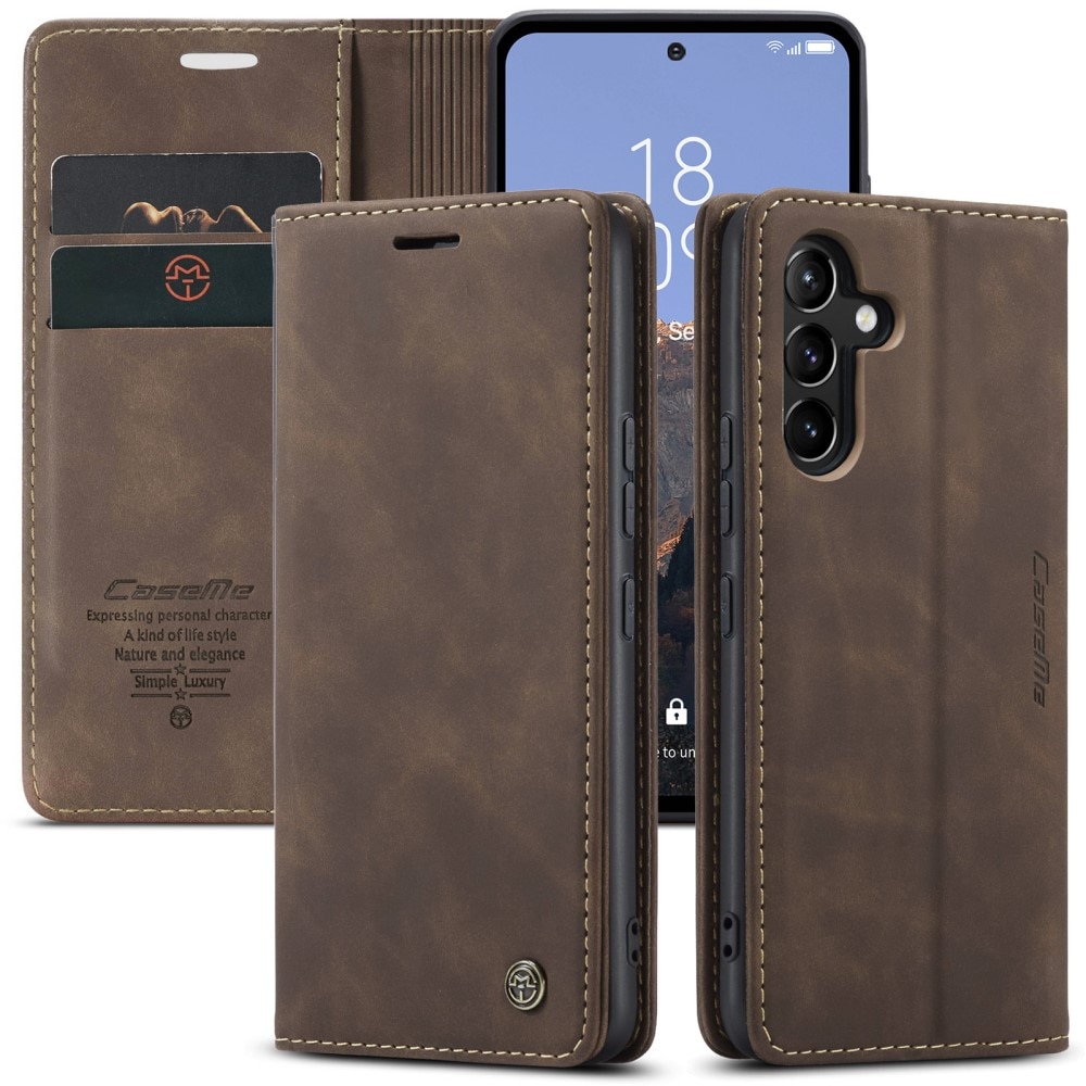Étui portefeuille mince Samsung Galaxy A54, Marron