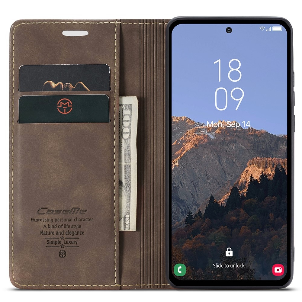 Étui portefeuille mince Samsung Galaxy A54, Marron