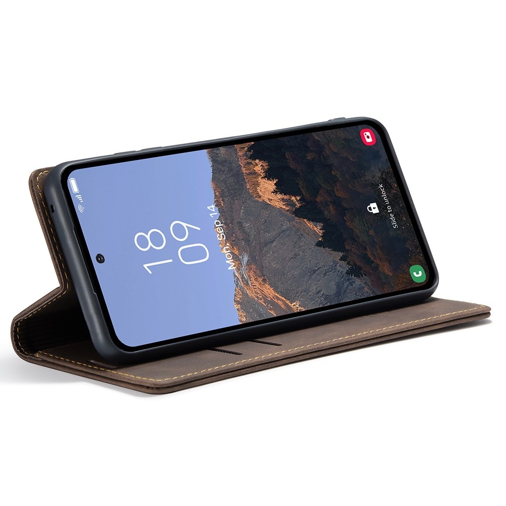 Étui portefeuille mince Samsung Galaxy A54, Marron