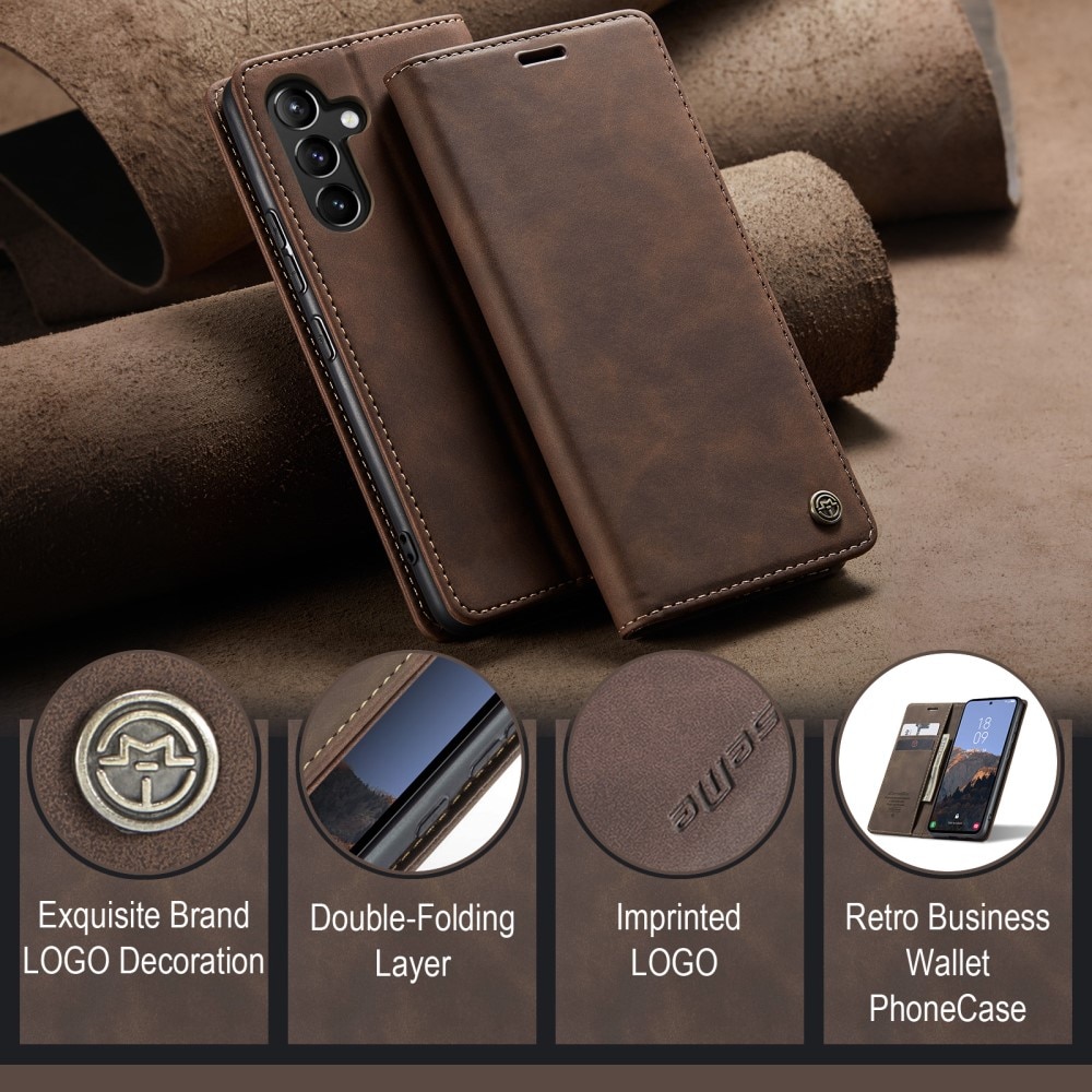Étui portefeuille mince Samsung Galaxy A54, Marron