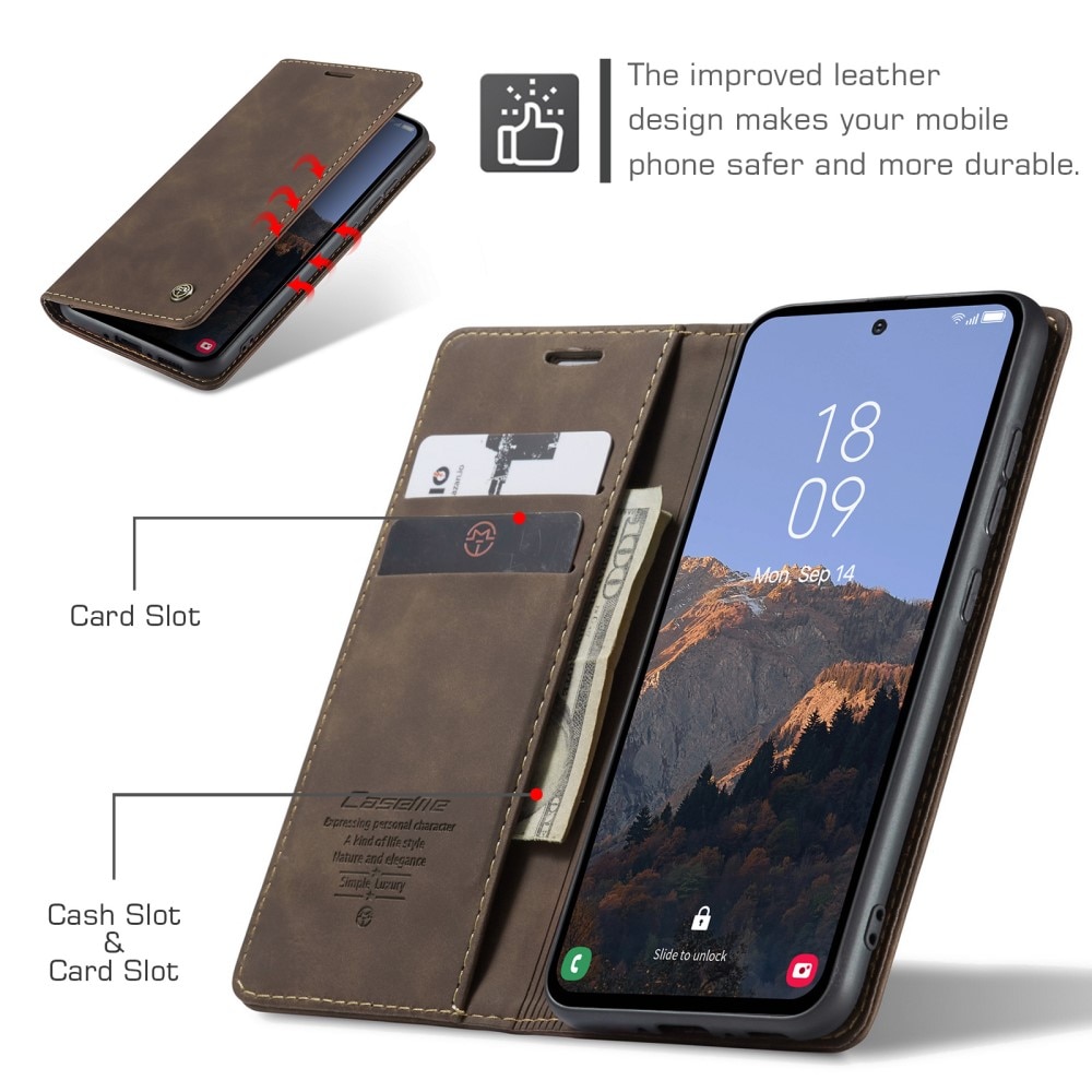 Étui portefeuille mince Samsung Galaxy A54, Marron