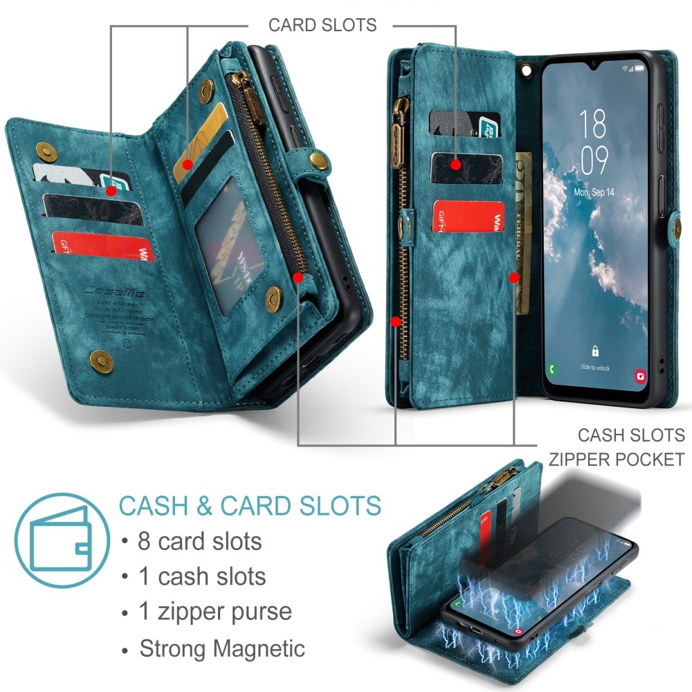 Étui portefeuille multi-cartes Samsung Galaxy A14, bleu