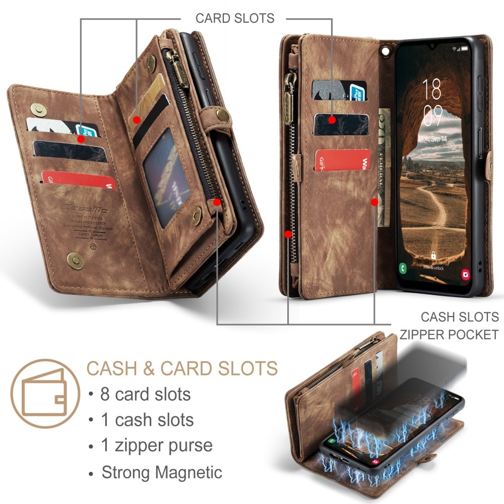Étui portefeuille multi-cartes Samsung Galaxy A54, Marron