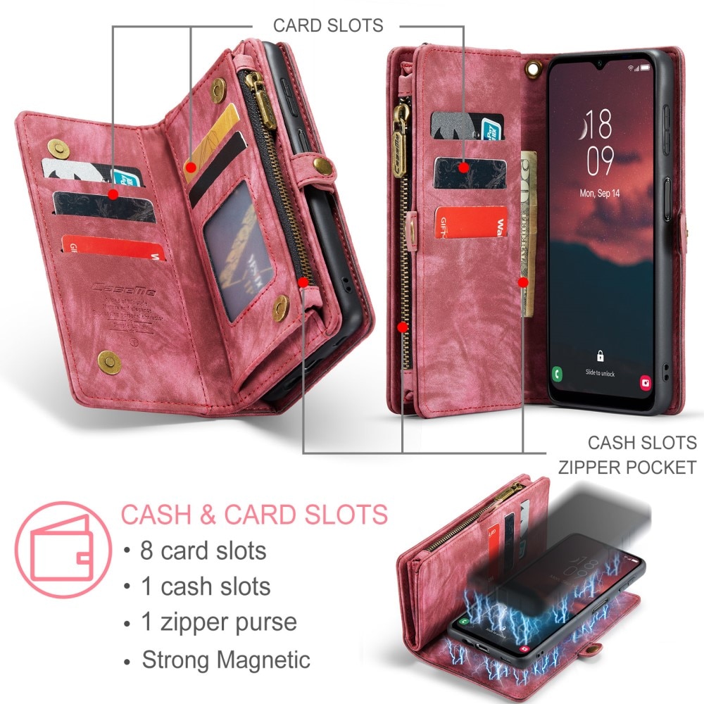 Étui portefeuille multi-cartes Samsung Galaxy A54, rouge
