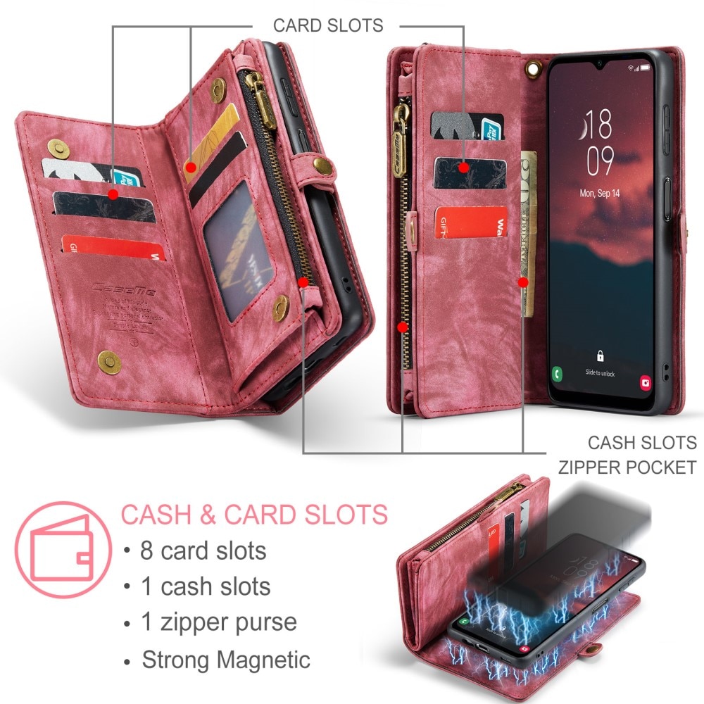 Étui portefeuille multi-cartes Samsung Galaxy A54, Rouge