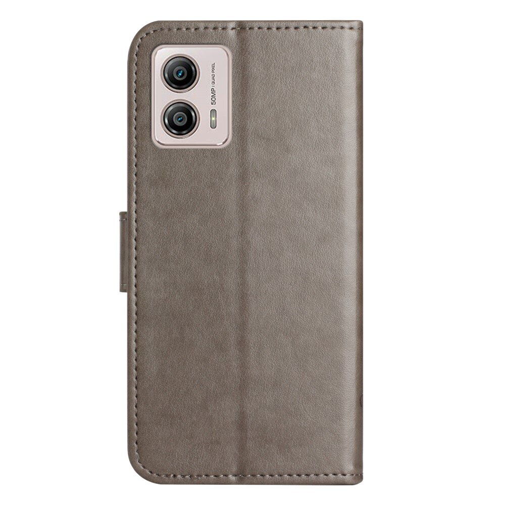 Étui en cuir à papillons pour Motorola Moto G53, Gris