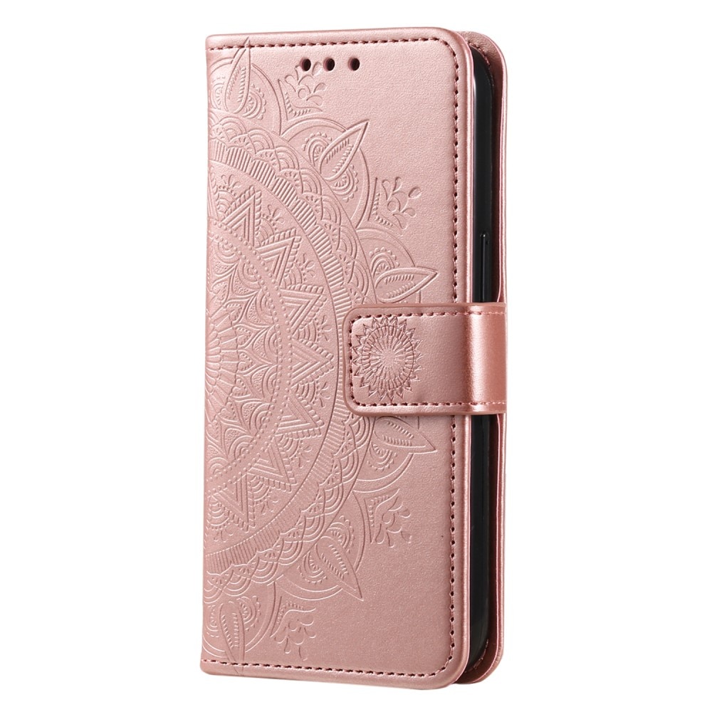 Étui en cuir Mandala Xiaomi Redmi 12C, or rose