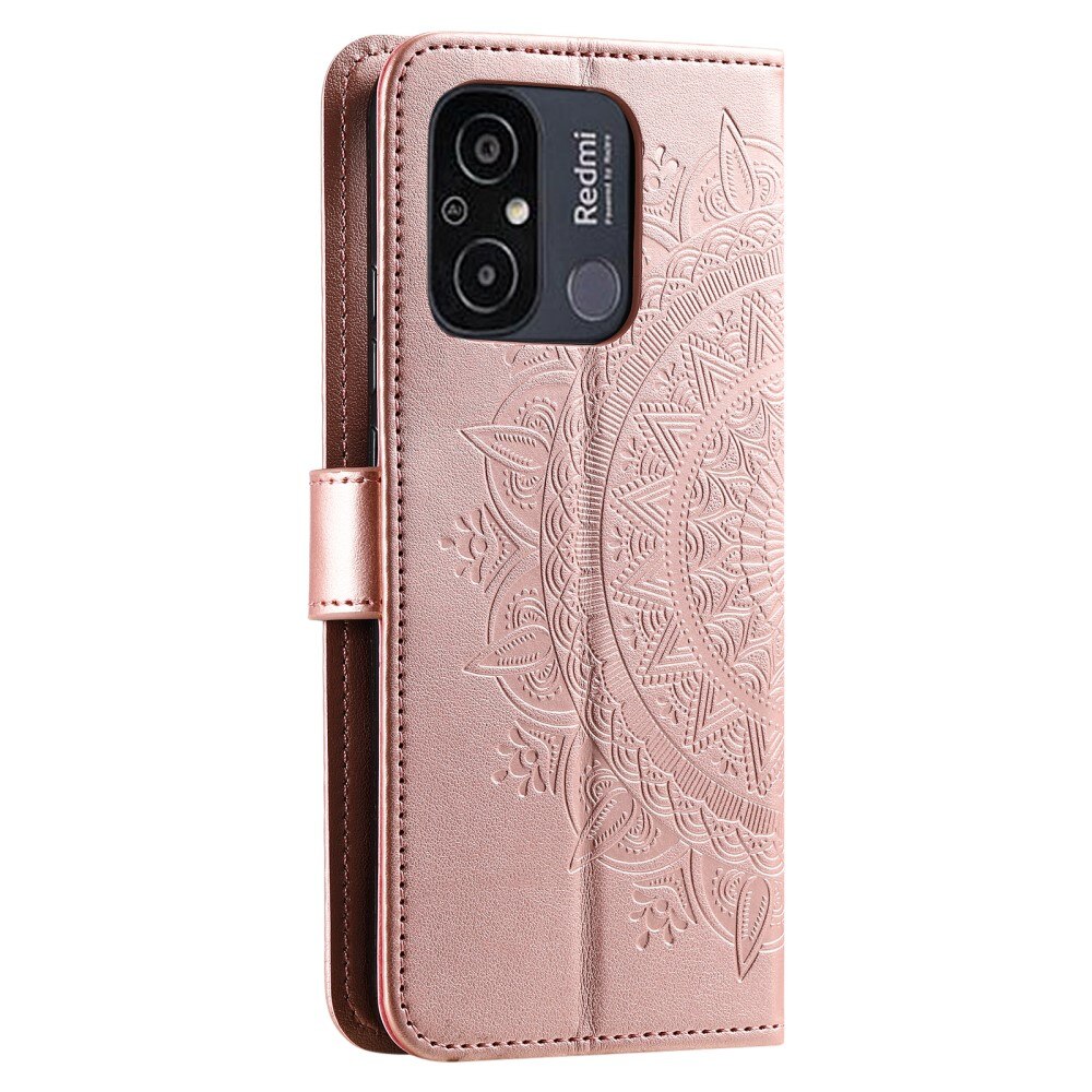 Étui en cuir Mandala Xiaomi Redmi 12C, or rose