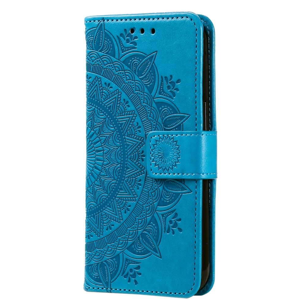 Étui en cuir Mandala Xiaomi Redmi 12C, bleu