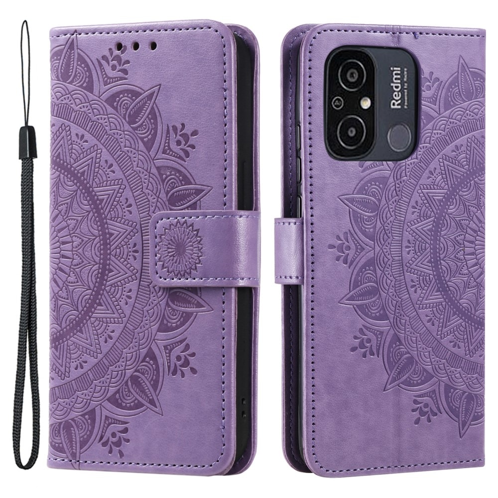 Étui en cuir Mandala Xiaomi Redmi 12C, violet