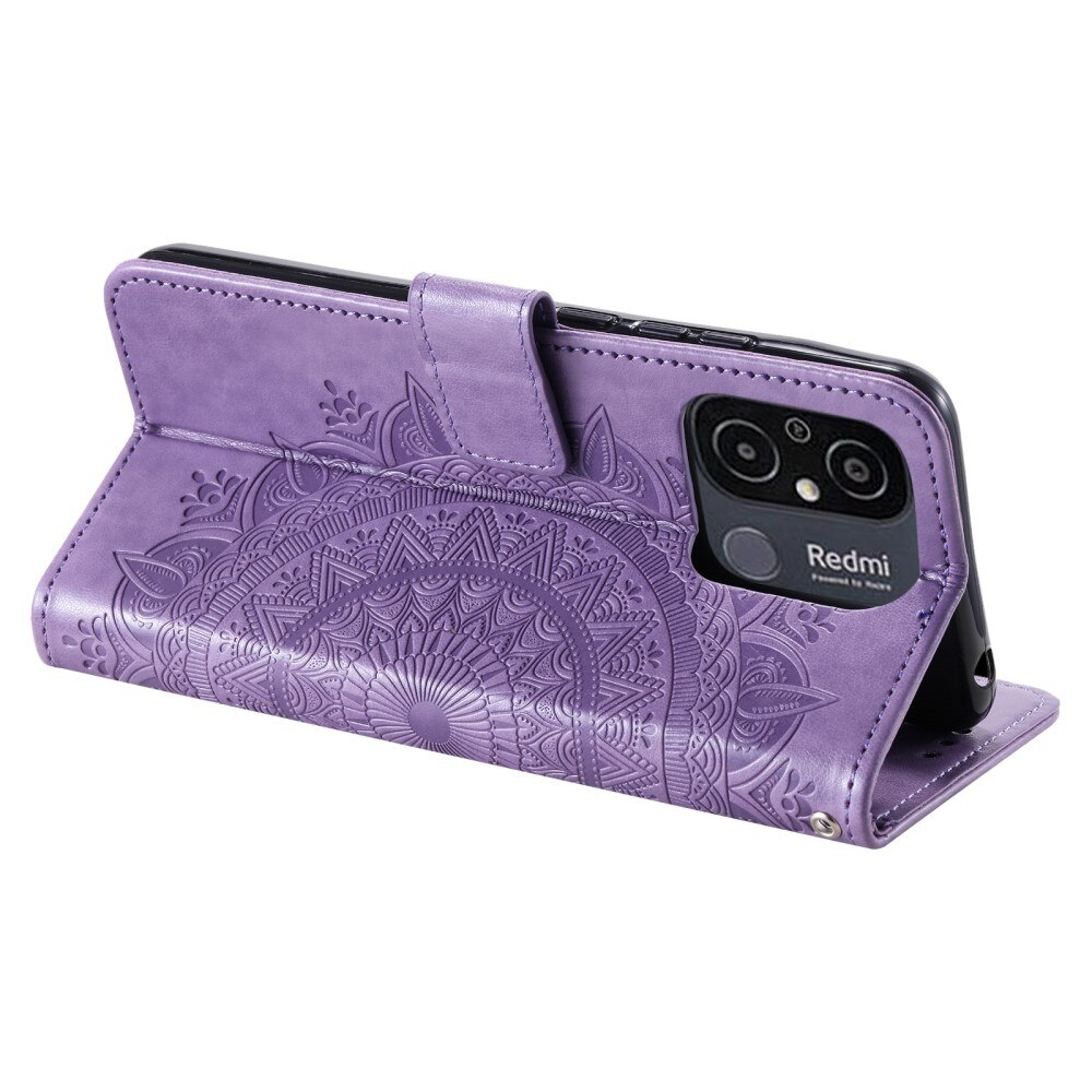 Étui en cuir Mandala Xiaomi Redmi 12C, violet