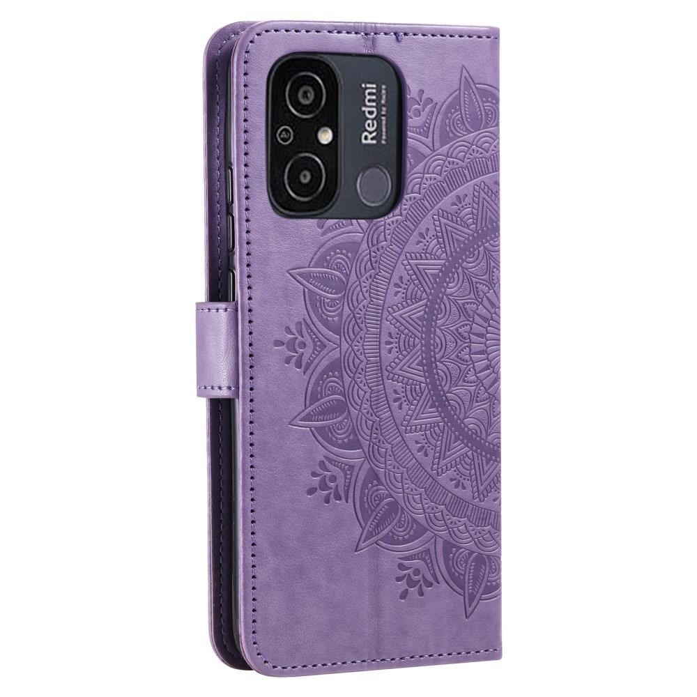Étui en cuir Mandala Xiaomi Redmi 12C, violet