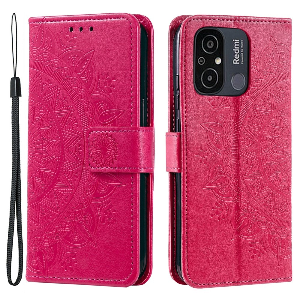 Étui en cuir Mandala Xiaomi Redmi 12C, rose