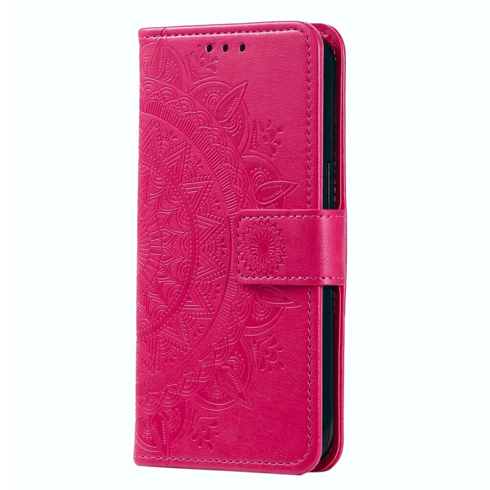 Étui en cuir Mandala Xiaomi Redmi 12C, rose