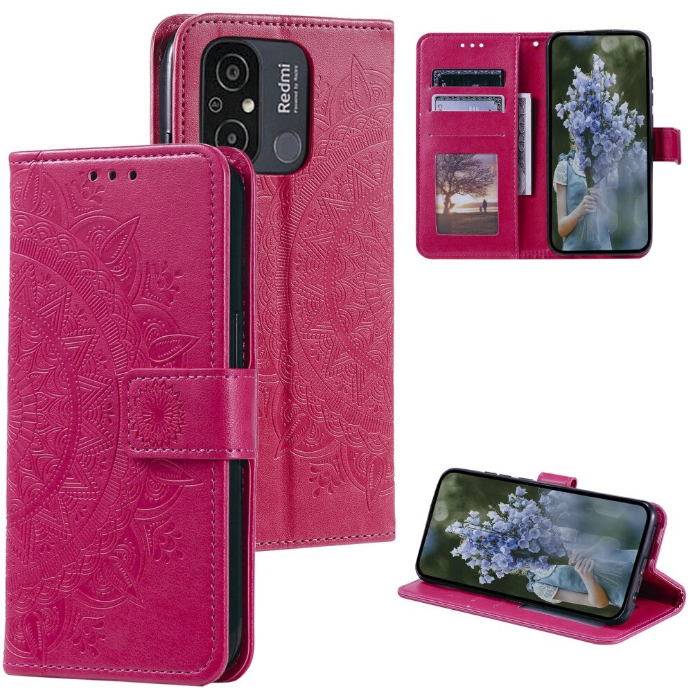 Étui en cuir Mandala Xiaomi Redmi 12C, rose