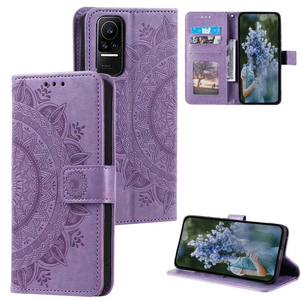 Étui en cuir Mandala Xiaomi 13 Lite, violet