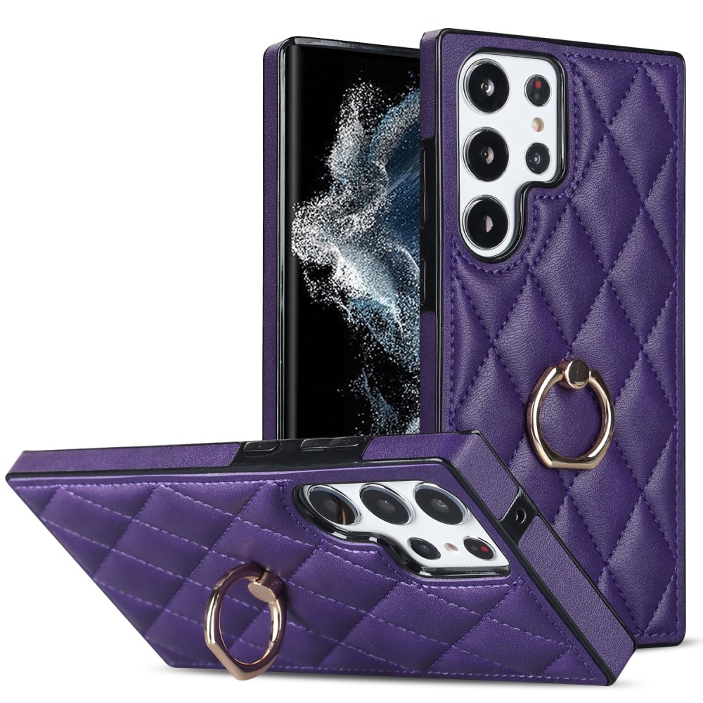 Coque Finger Ring Samsung Galaxy S23 Ultra, Quilted violet
