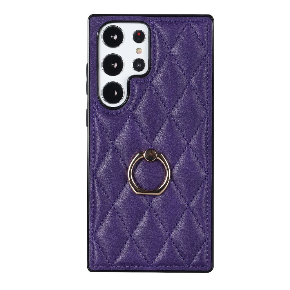 Coque Finger Ring Samsung Galaxy S23 Ultra, Quilted violet