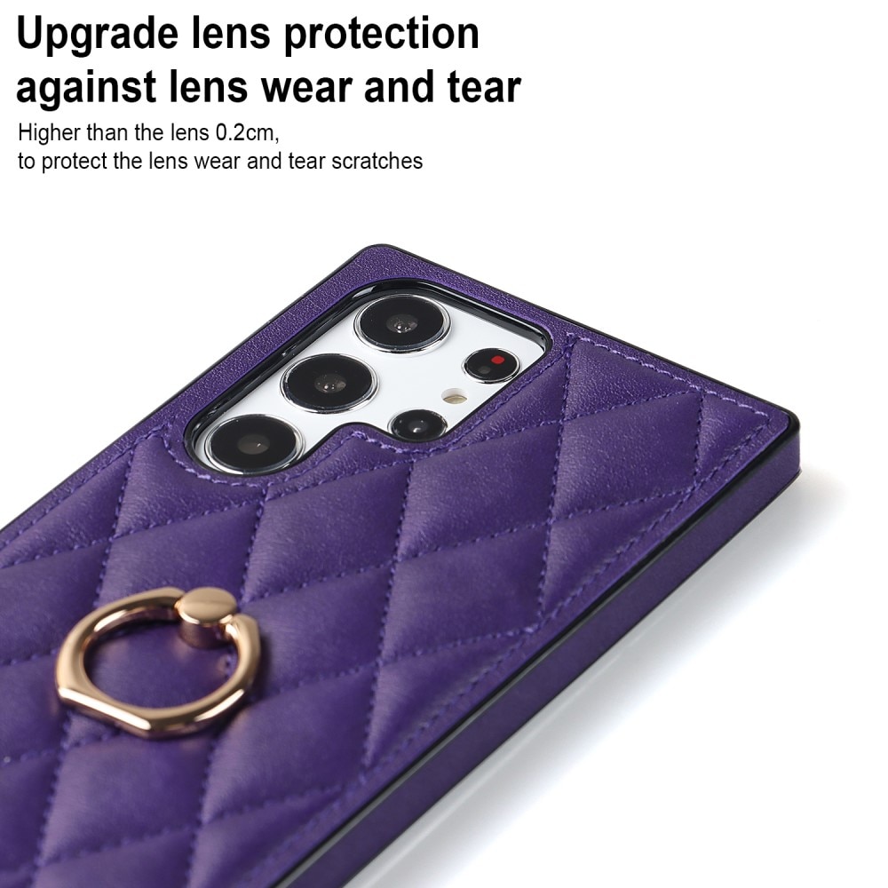 Coque Finger Ring Samsung Galaxy S23 Ultra, Quilted violet