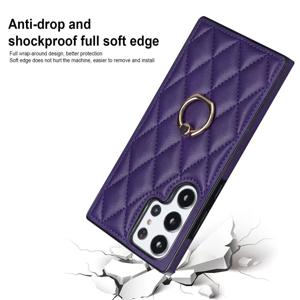 Coque Finger Ring Samsung Galaxy S23 Ultra, Quilted violet