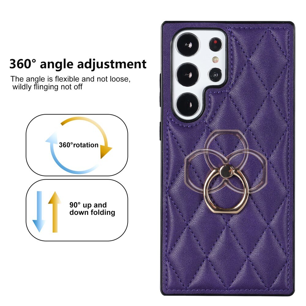 Coque Finger Ring Samsung Galaxy S23 Ultra, Quilted violet