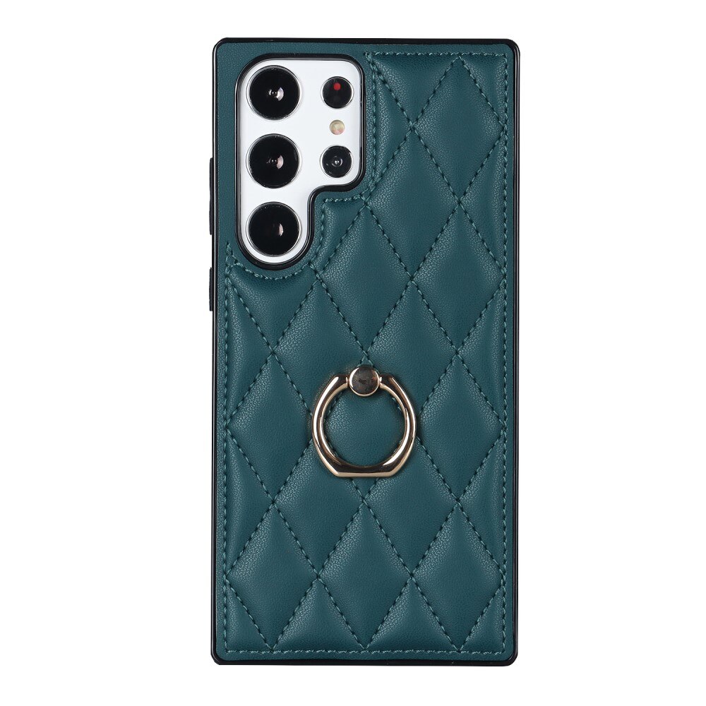 Coque Finger Ring Samsung Galaxy S23 Ultra, Quilted vert