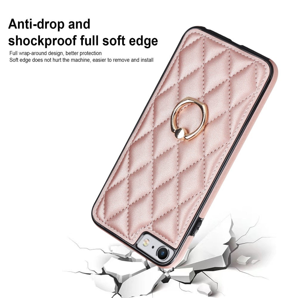 Coque Finger Ring iPhone SE (2022), Quilted or rose