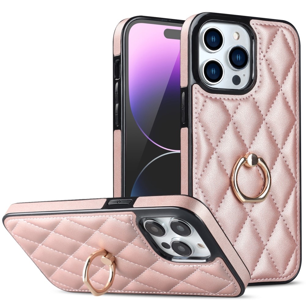 Coque Finger Ring iPhone 14 Pro, Quilted or rose