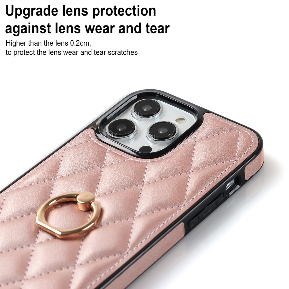 Coque Finger Ring iPhone 14 Pro, Quilted or rose