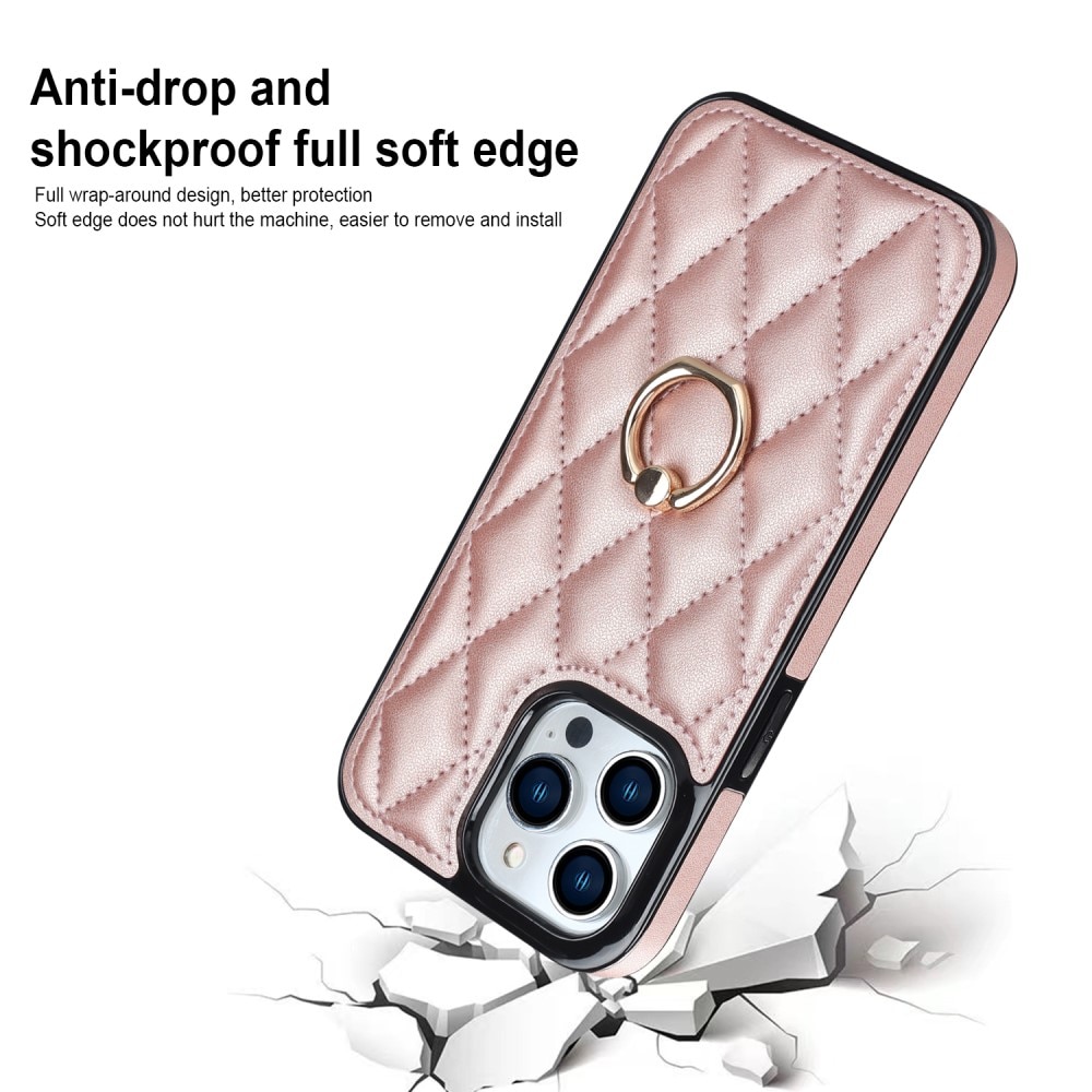 Coque Finger Ring iPhone 14 Pro, Quilted or rose