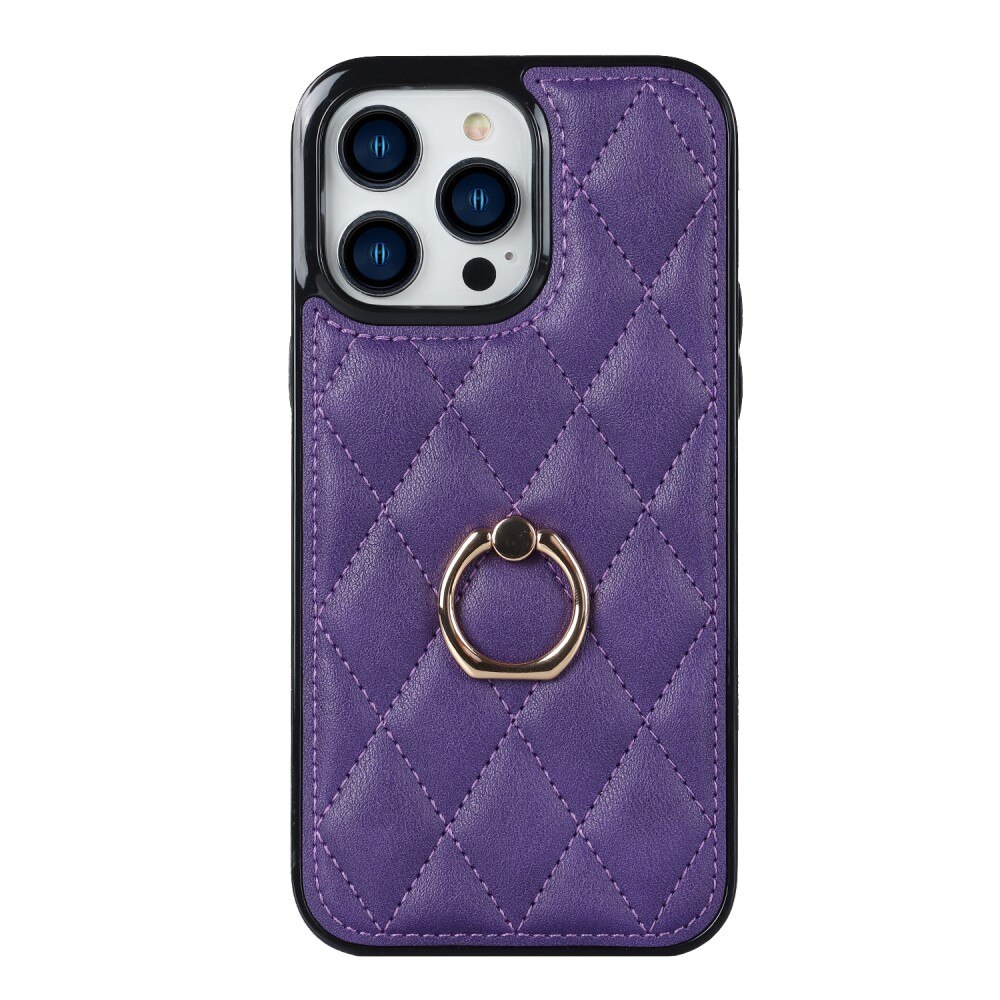 Coque Finger Ring iPhone 14 Pro, Quilted violet