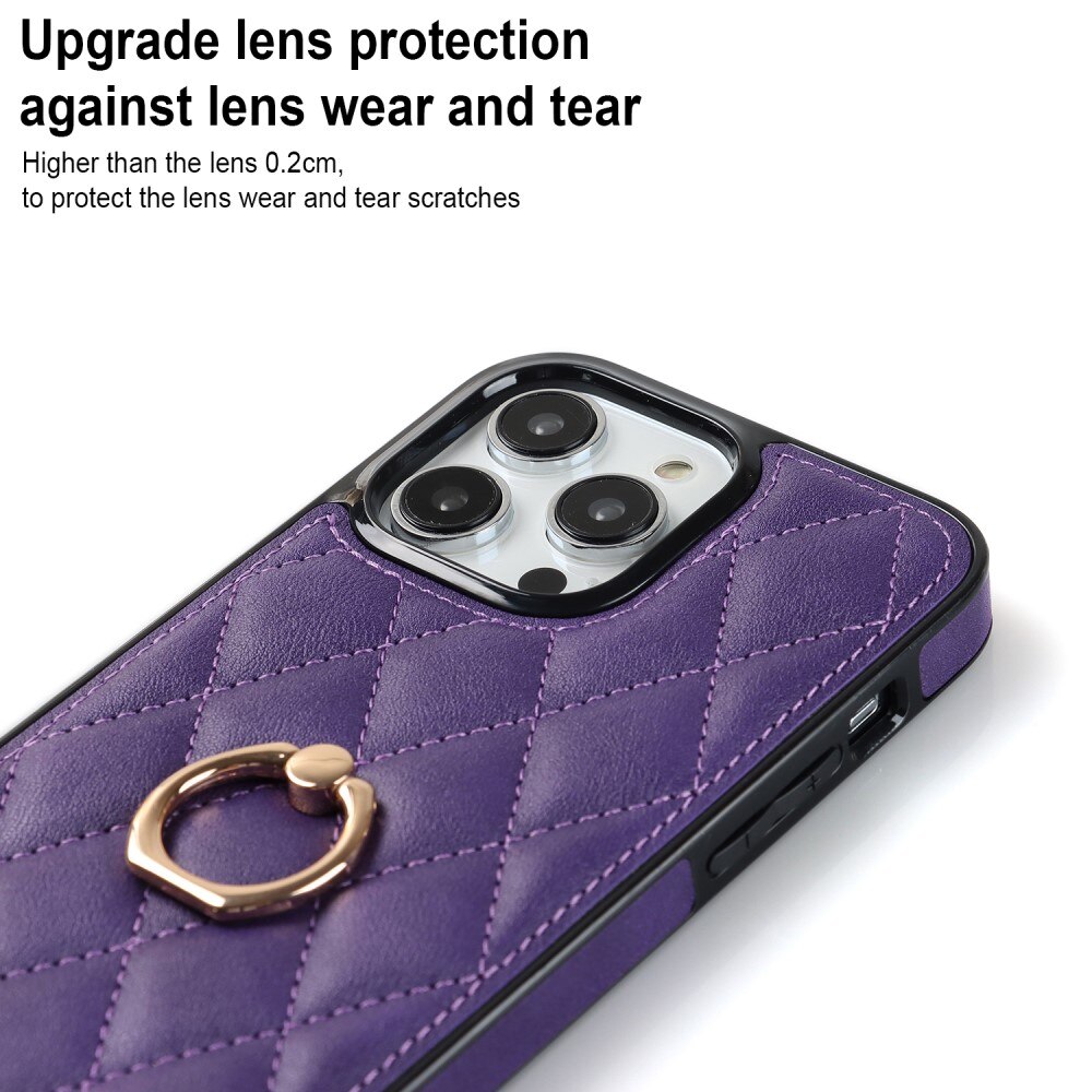 Coque Finger Ring iPhone 14 Pro, Quilted violet