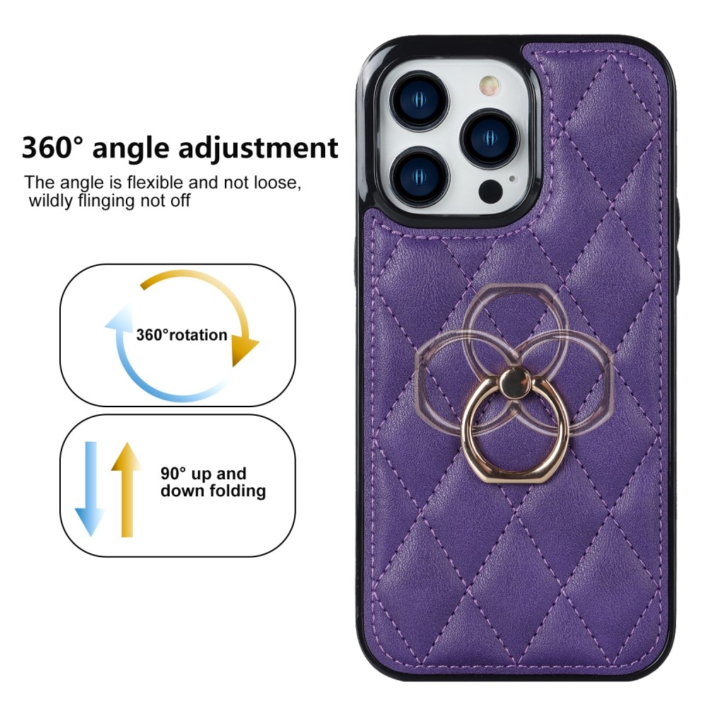 Coque Finger Ring iPhone 14 Pro, Quilted violet