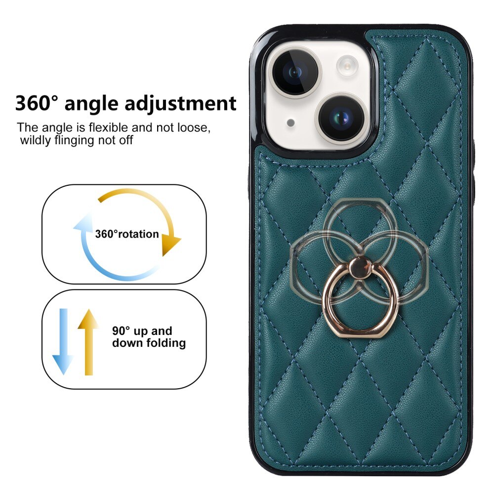 Coque Finger Ring iPhone 14, Quilted vert