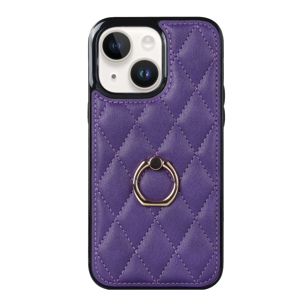 Coque Finger Ring iPhone 14, Quilted violet