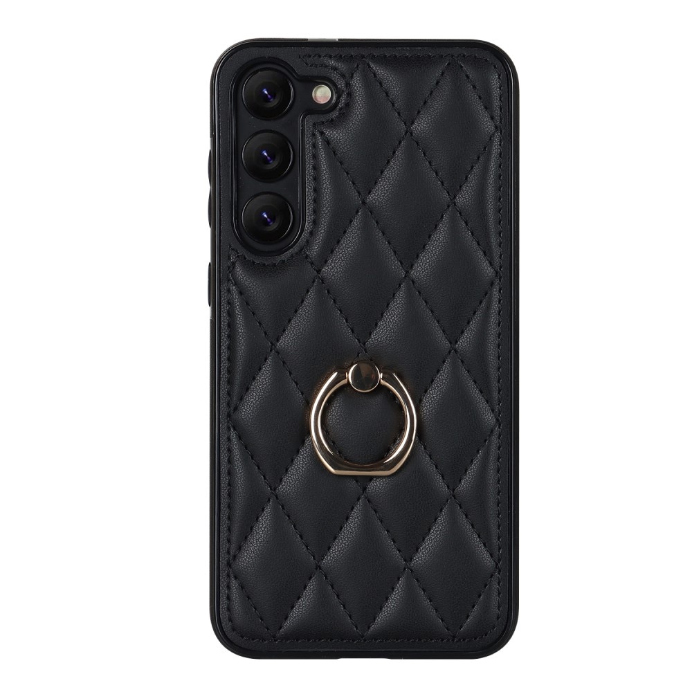 Coque Finger Ring Samsung Galaxy S23, Quilted noir
