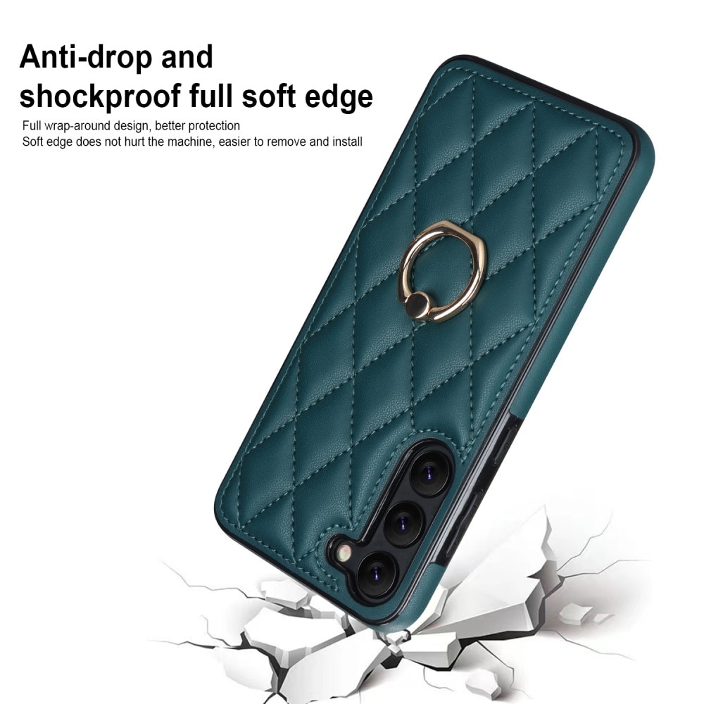 Coque Finger Ring Samsung Galaxy S23, Quilted vert