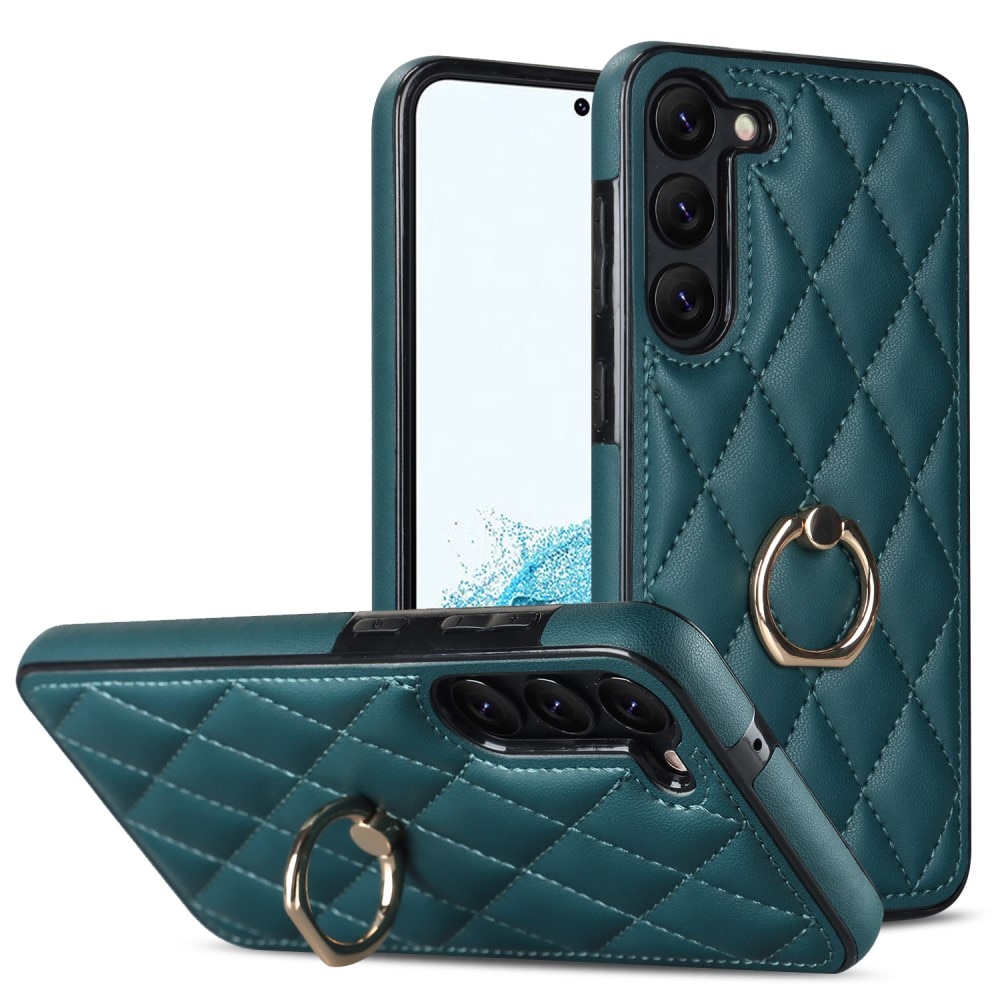 Coque Finger Ring Samsung Galaxy S23 Plus, Quilted vert