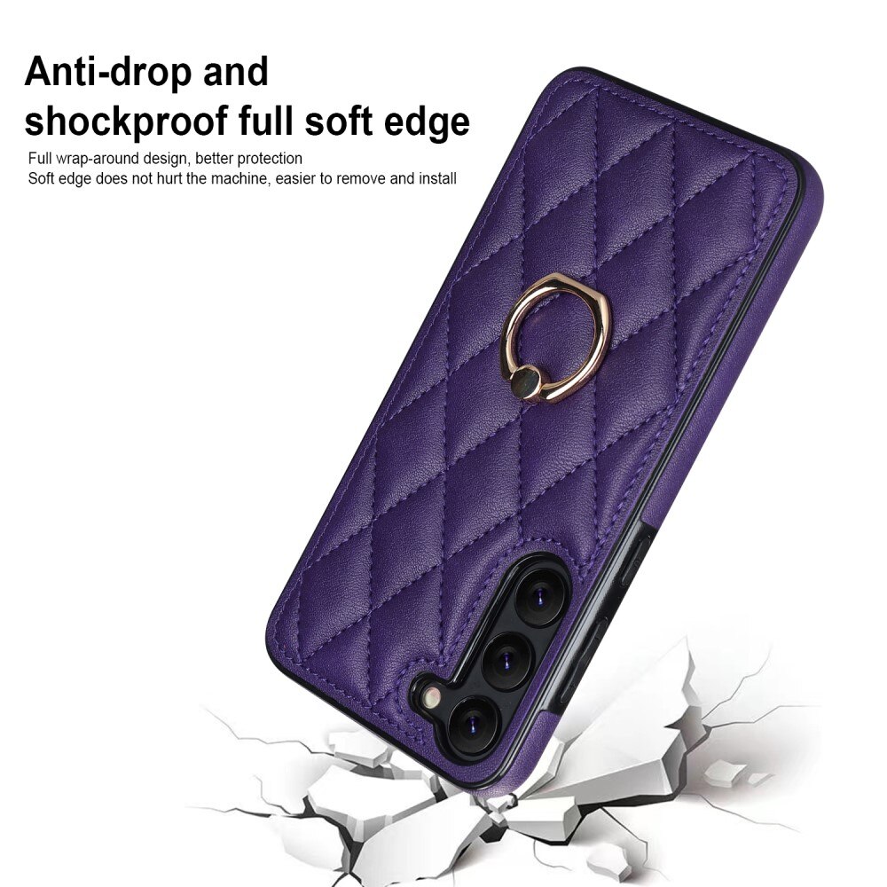 Coque Finger Ring Samsung Galaxy S23 Plus, Quilted violet