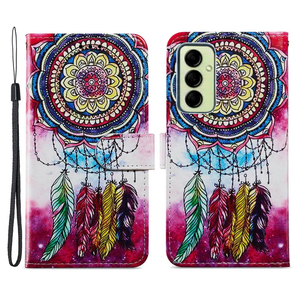 Coque portefeuille Samsung Galaxy A14, attrape-rêves roses