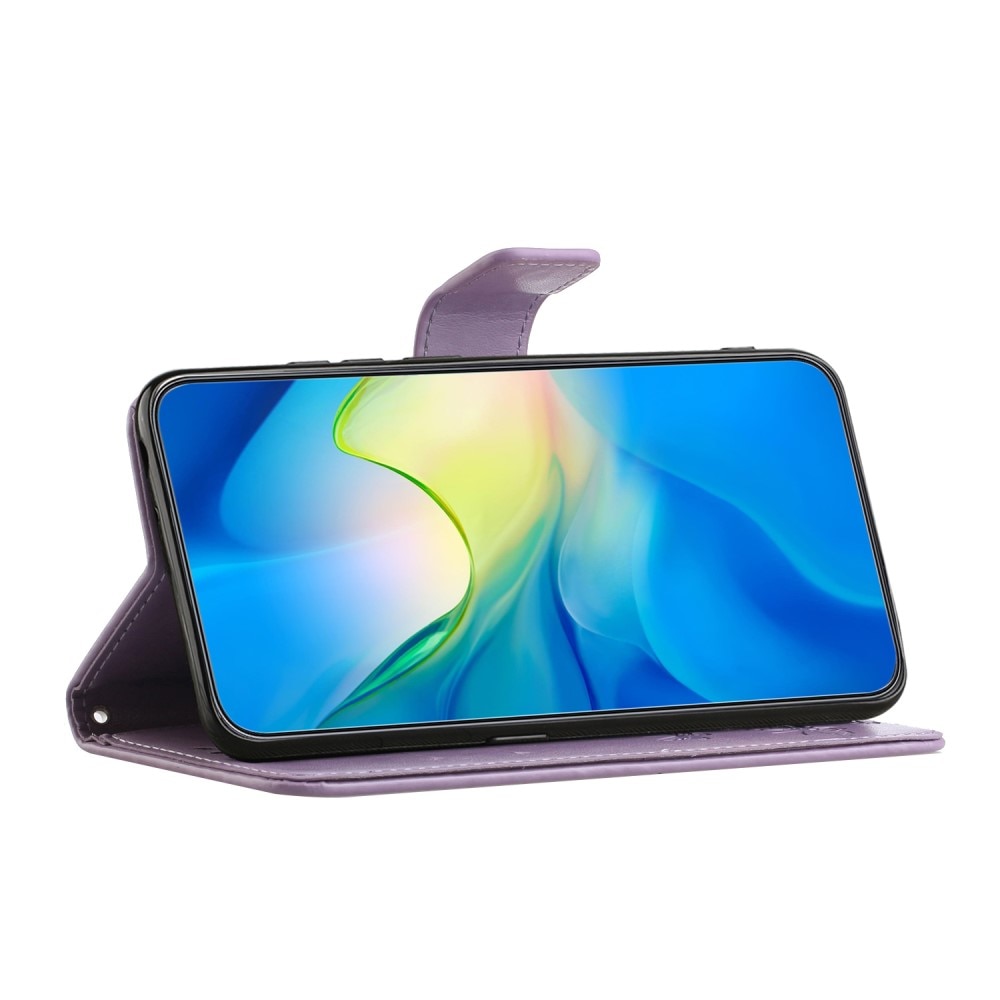 Étui en cuir à papillons pour Samsung Galaxy A24, violet