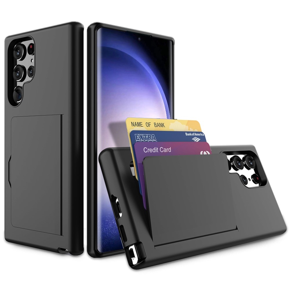 Coque hybride à cartes Samsung Galaxy S23 Ultra, noir