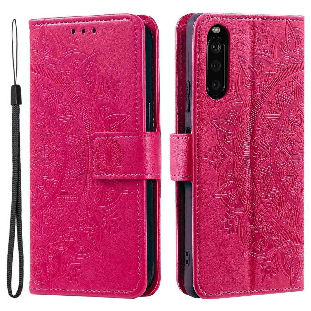 Étui en cuir Mandala Sony Xperia 10 V, rose