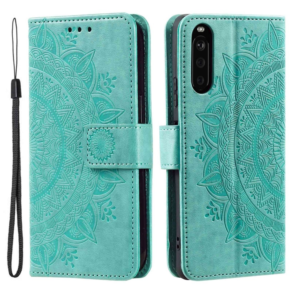 Étui en cuir Mandala Sony Xperia 10 V, vert