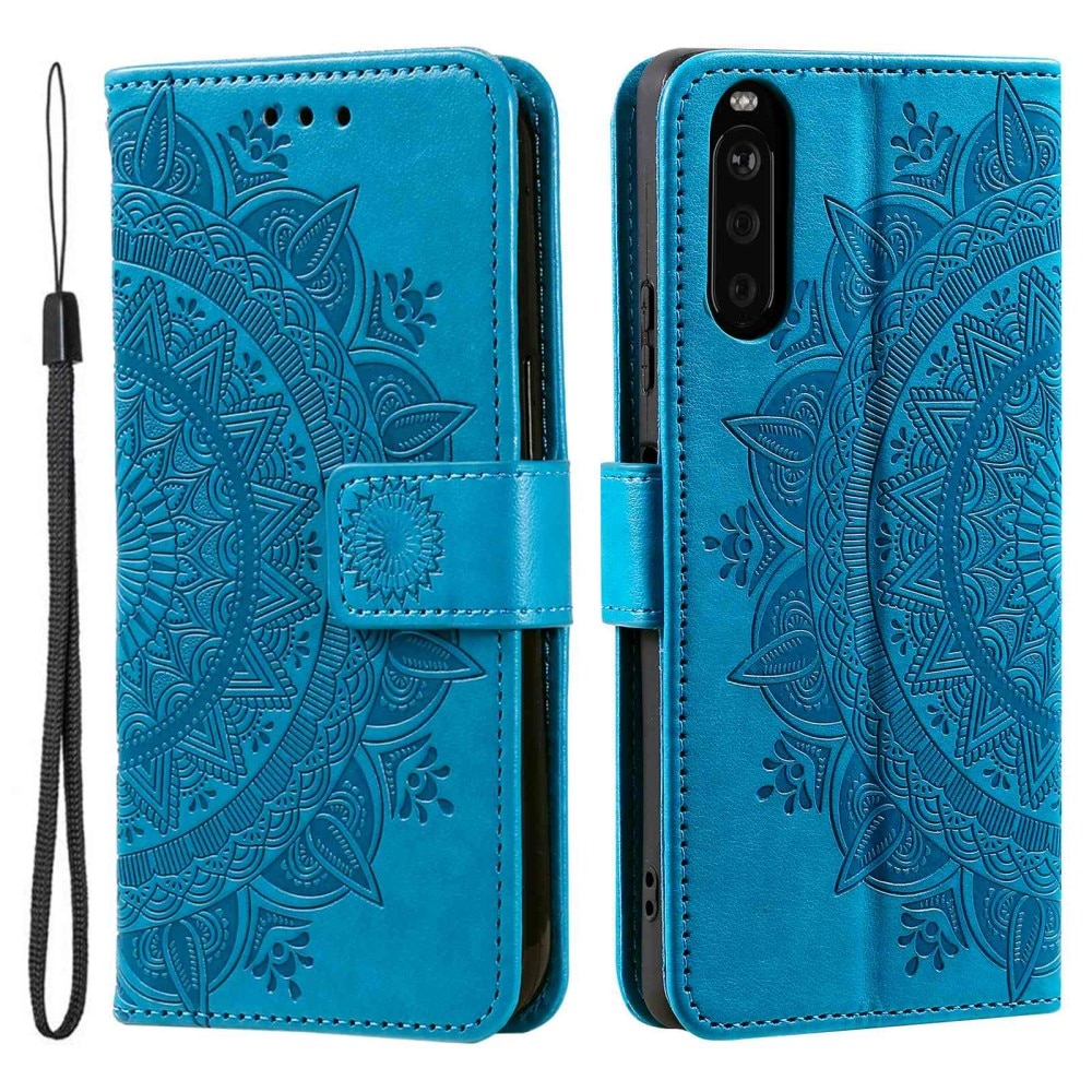 Étui en cuir Mandala Sony Xperia 10 V, bleu