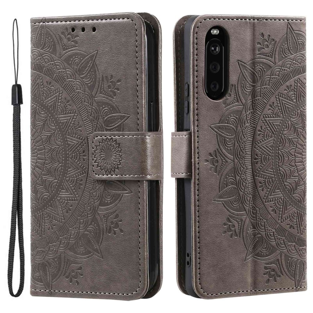 Étui en cuir Mandala Sony Xperia 10 V, gris