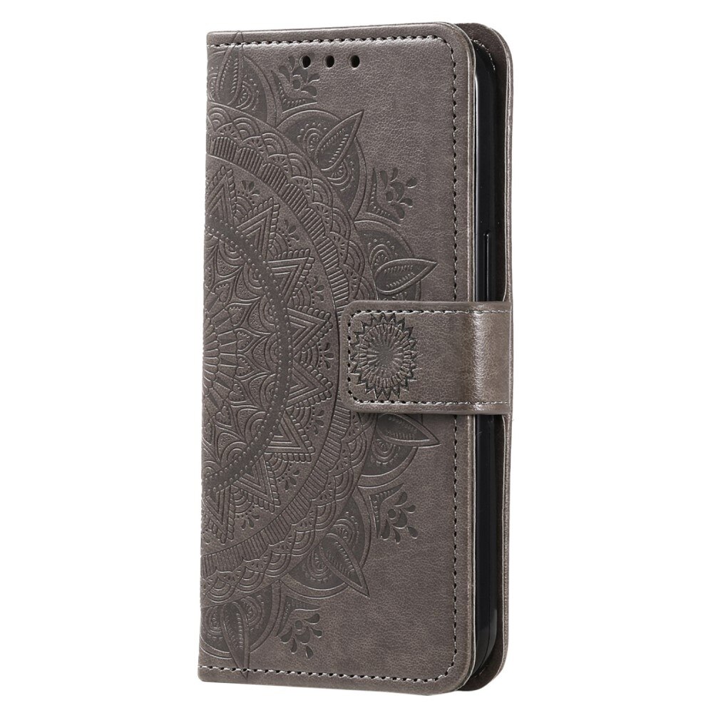 Étui en cuir Mandala Sony Xperia 10 V, gris